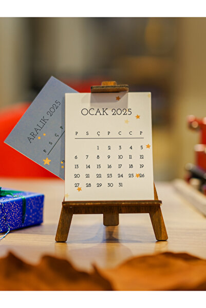 Panorama Ajans Büyük Boy Ahşap Şövale Masaüstü 12 Aylık Güncel Takvim 2024