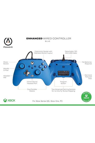 Powera Enhanced Wired Controller Bold Blue (Xbox One)