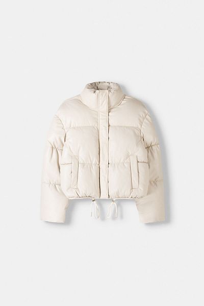 Bershka Faux Leather Puffer Jacket