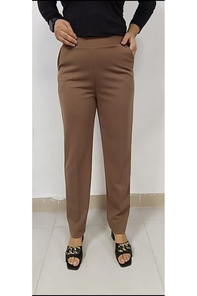 AKŞEN GİYİM Plus Size - Lycra Transverse Scuba Crepe Pants, Classic Fit and Two Pockets