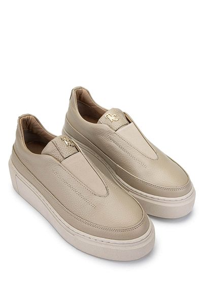 Tamer Tanca Women's Genuine Leather Beige Sneakers & Sports Shoes