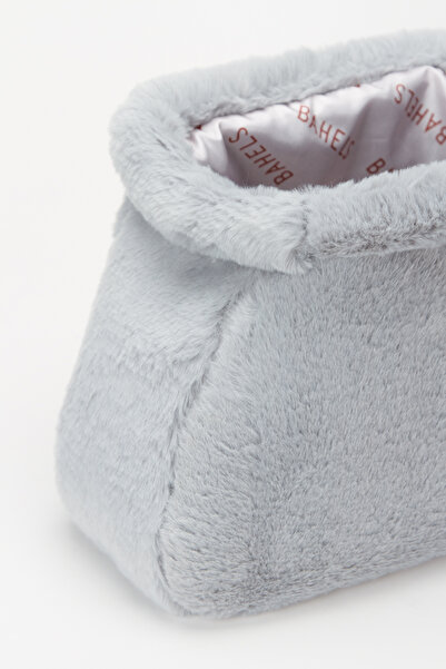 BAHELS Women's Gray Soft Plush Clutch Portfolio Bag