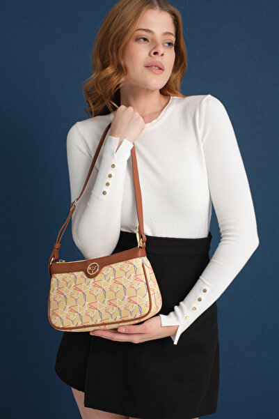 Garbalia Geantă galbenă pentru femei Cecina cu model personalizat cu curea reglabilă pentru umăr și mâner