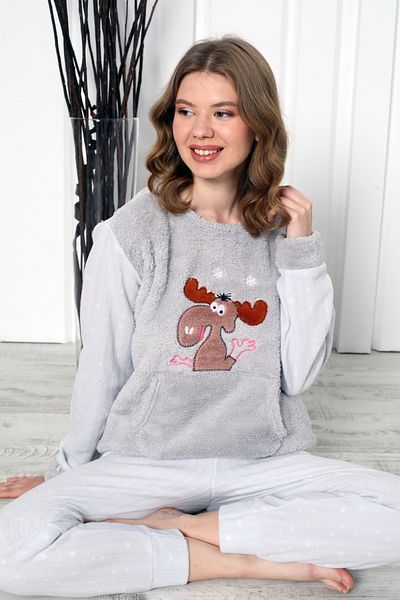 Wordex Fwn 04-3301 Set de pijamale de pluș Welsoft Fleece Winter Soft Deer pentru femei