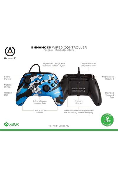 Powera Enhanced wired controller metallic camo blue (xbox one)