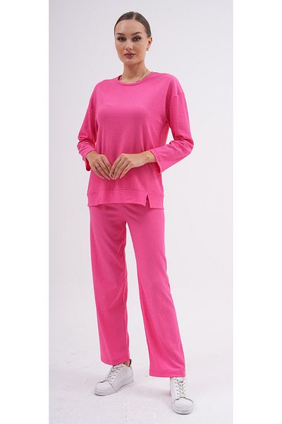 DEVRİMAY TEKSTİL Pink Women's Tunic and Trousers Set