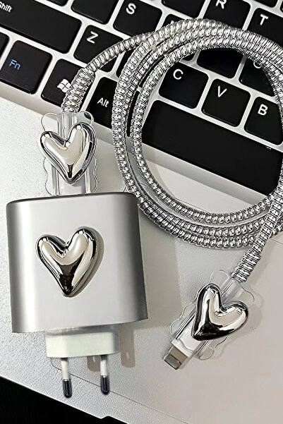 WANNA PROTECT Iphone 20W Uyumlu Şarj Kablosu Başlığı Adaptörü Kalp Koruma Kab...