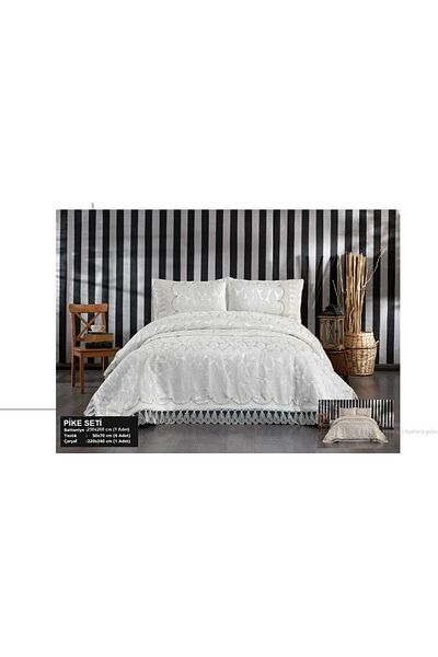 Dekoreko Kelebek Brand Double Laced Pique Set - 6 Pieces Cream
