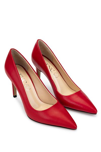 Tamer Tanca Women's Genuine Leather Red Heeled Shoes