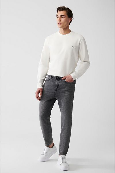 Avva Schwarze Random Wash-Jeanshose aus 100 % Baumwolle für Herren E 003548