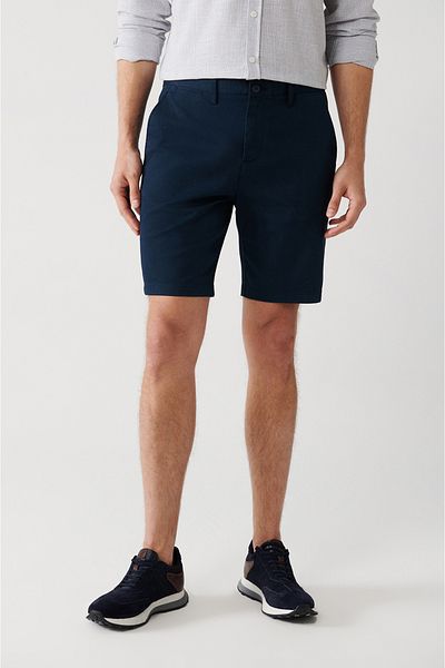 Avva Marineblaue Flexible Patara Chino Canvas-Shorts für Herren B 003730