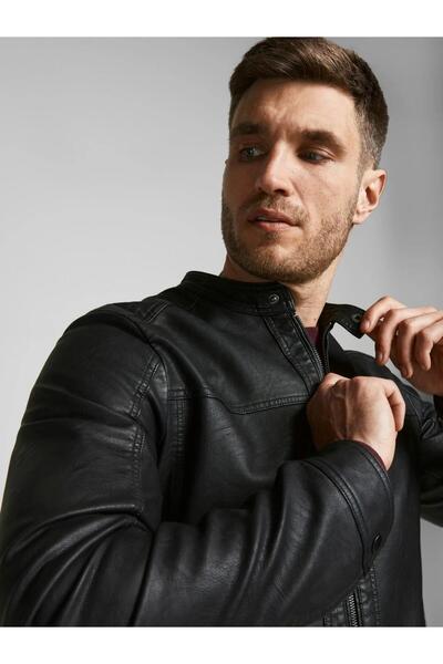 Jack & Jones Men's Pu Leather Coat and Jacket