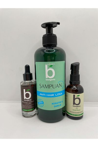 Biorganic 500ml Anti-Shedding Shampoo - Hair Roots Stimulating Lotion and Hair Care Serum 30ml
