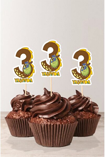 neşeli günlerim ديناصور تحت عنوان * 3 (ثلاث) سنة زخرفة كب كيك '10'