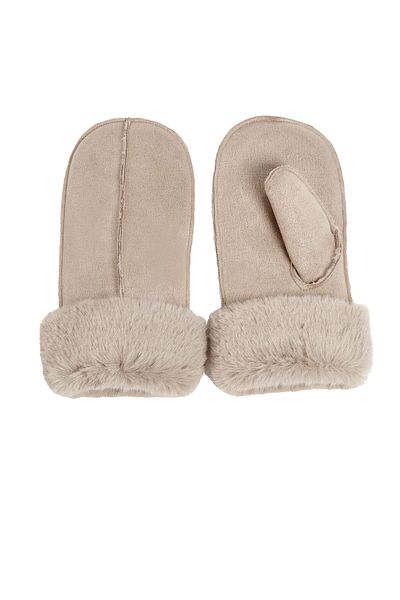 Oysho Faux-fur cuffed mittens