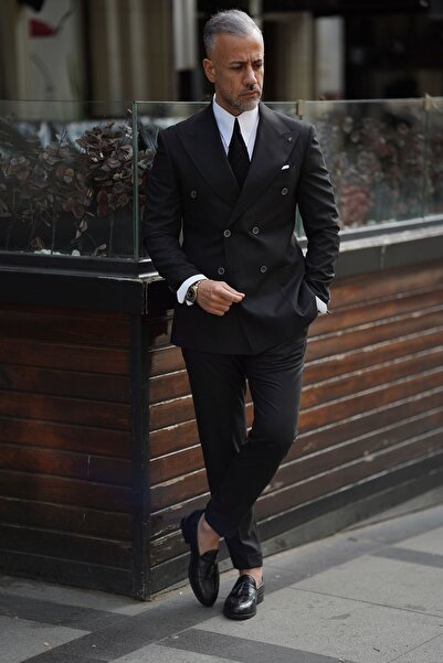 Fc Plus Siyah Kruvaze Takım Elbise - Slim Fit