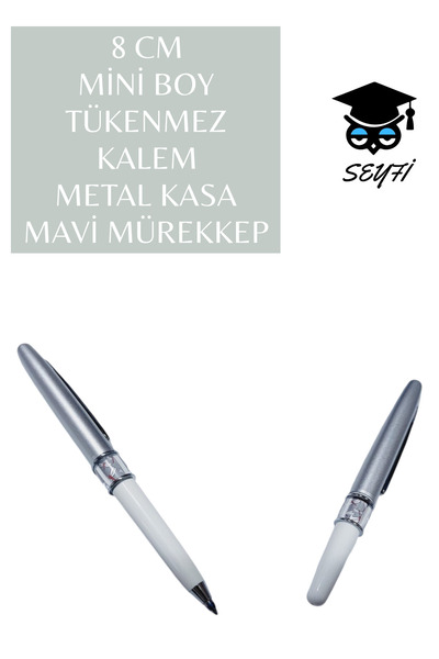 SEYFİKİRTASİYE 8 CM MİNİ BOY TÜKENMEZ KALEM METAL KASA MAVİ MÜREKKEP