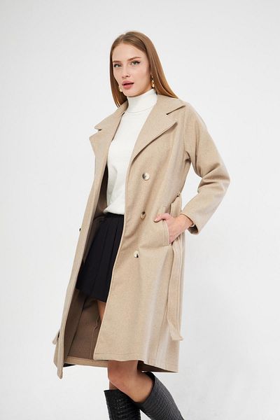 Irmak Kerekli Women's Stone Waist Belted Cashmere Coat K1141