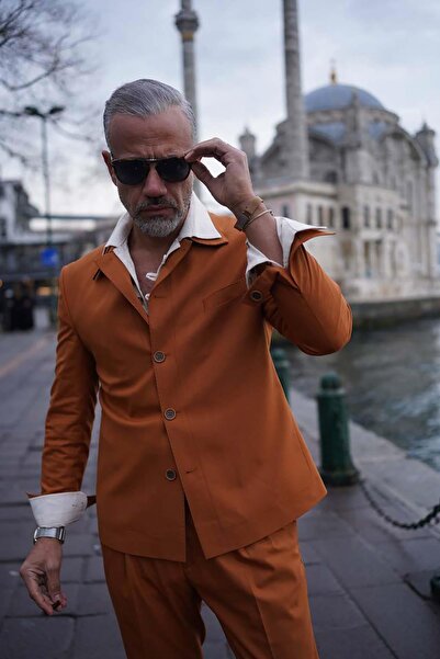 Fc Plus Gömlek Yaka Taba Takım Elbise