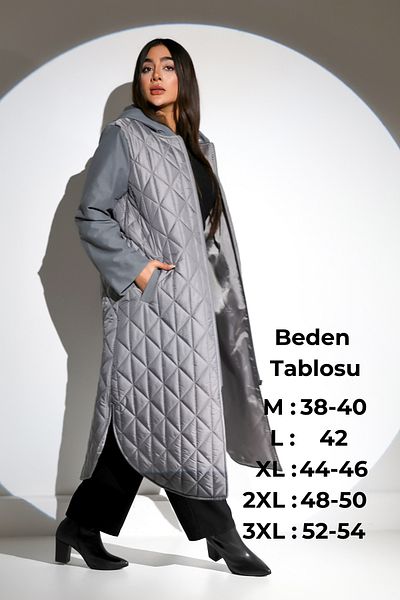 Mankens Fashion Gray Hooded Zippered Puffer Long Jacket