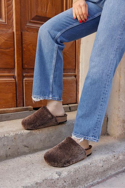 NILUFARR Papuci de damă Cosshe Brown Color Furry