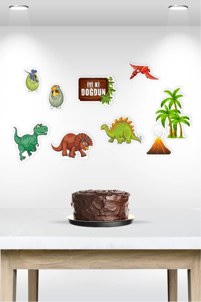 neşeli günlerim لافتة متعددة القطع بتصميم ديناصور * ورق سميك 150 سم