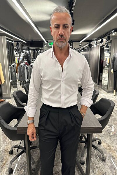 Fc Plus İTALYAN YAKA DUBLE MANŞET BEYAZ GÖMLEK
