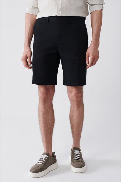Avva Schwarze flexible Patara Chino Canvas-Shorts für Herren B 003730