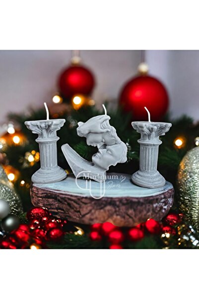 Love Sculpture Candle 3-Piece Set Lavender Scented Handmade Decorative Stylish Gift
