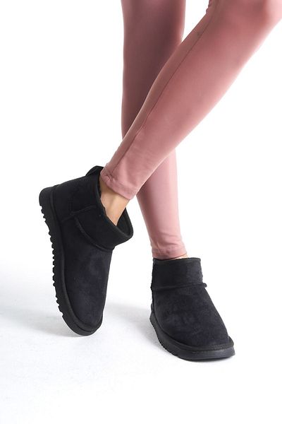 MODA MHS Γυναικείες μίνι μπότες Nubuck με χαμηλή σόλα με γούνα στο εσωτερικό