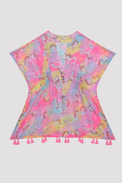 Penti Girl's Basic Printed Multicolored Kaftan