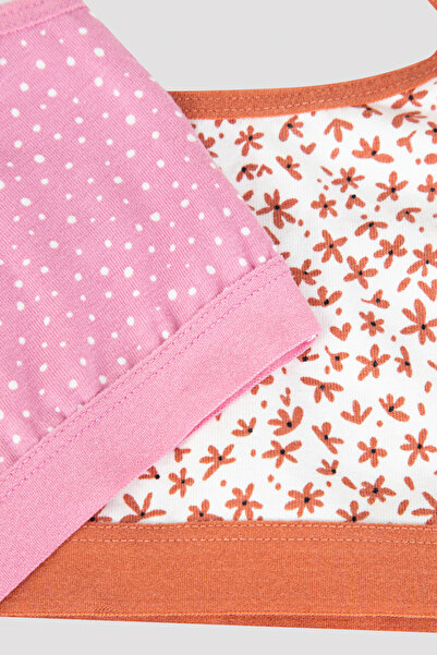 Penti Multicolored Girl's Patterned 2-Piece Half Undershirt