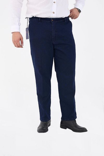 PHANTOM JEANS Blue Plus Size Men's Lycra Oversize High Waist Jeans Relaxed Cut Jean Denim