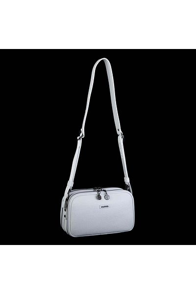 Nas Bag Alb în relief - Geantă crossbody pentru femei cu curea reglabilă cu două compartimente