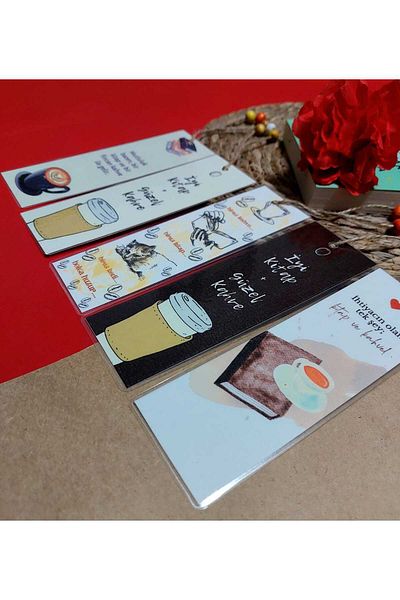 Kozalak Tasarım Coffee Concept Pvc Coated Bookmark Set of 5