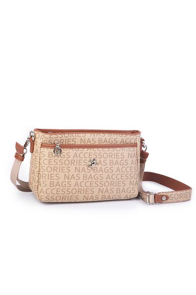 Nas Bag Geantă de umăr și crossbody reglabilă cu mai multe compartimente, de culoare maro, de nurcă