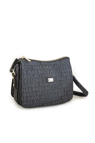 Nas Bag Geantă Crossbody Scrisă Neagră