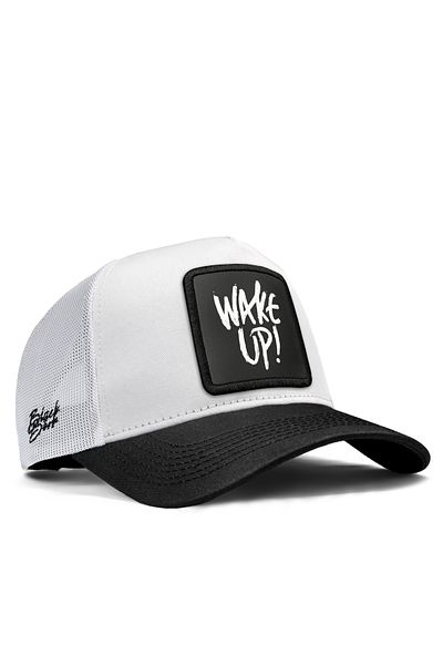 BlackBörk V1 Trucker Wake Up - Unisex Black Visor-Λευκό καπέλο με λογότυπο 3 κωδικών (Καπάκι)