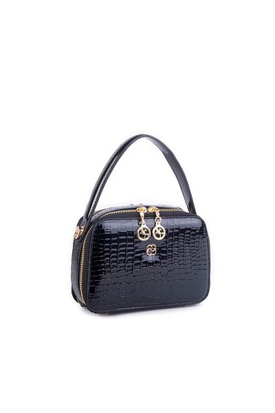 Nas Bag Mini geantă de damă cu crocodil negru - de mână și de cruce, 20 Dimensiune: 15