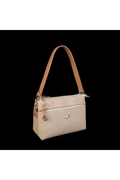 Nas Bag Geantă Crossbody pentru damă - Crem Camel Embossed