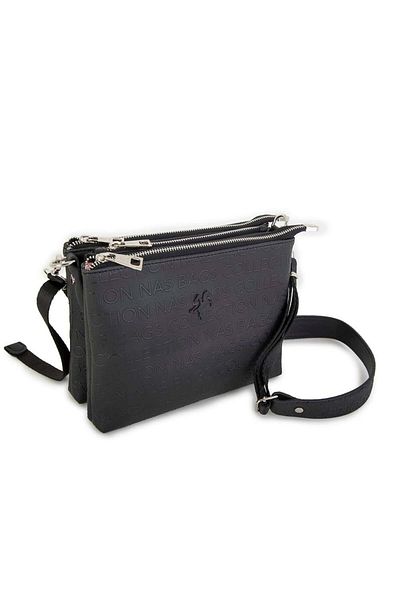 Nas Bag Geantă Crossbody de damă neagră în relief