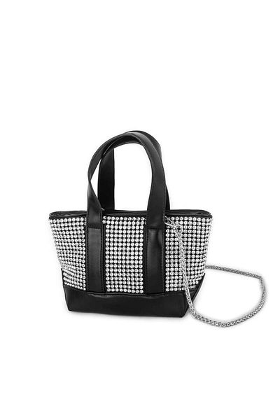 Nas Bag Geantă de damă și geantă de mână Black Silver Diamond Black Stone