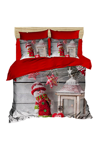 Fabeteks New Year's Snowman Ornament and Lamp Digital Duvet Cover Set