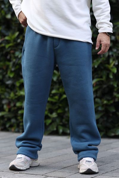 MADZEYMODA Ανδρικό παντελόνι φούτερ Indgo Blue Baggy - 3 κλωστές, ελαστική μέση KE-5011