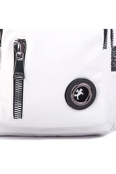Nas Bag Γυναικεία μετατρέψιμη τσάντα πλάτης και τσάντα ώμου Κομψή τσάντα με φαρδύ φερμουάρ (24X31X14 CM) Λευκό K