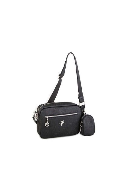 Nas Bag Geantă de damă mini portofel cu curea reglabilă în relief negru