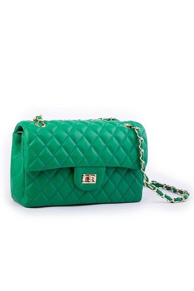 Nas Bag Geantă de damă de dimensiuni mari, cu lanț matlasat, verde, iarbă Nova (lățime: 26; Înălțime: 16 cm)
