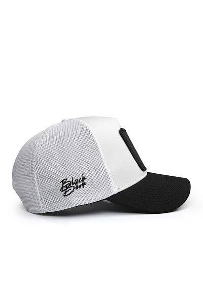 BlackBörk V1 Trucker Boss Unisex Ασπρόμαυρο Καπέλο - 4 με λογότυπο κωδικού