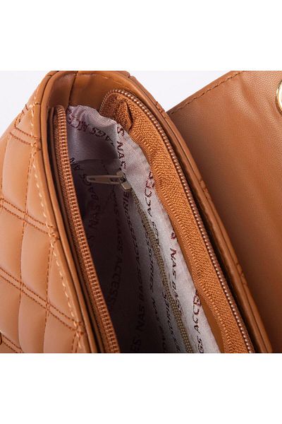 Nas Bag Geantă de damă matlasată cu detalii în piatră - maro (21x12 cm)
