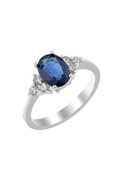 Iryum Pırlanta Taşlı Oval Safir Tektaş Yüzük